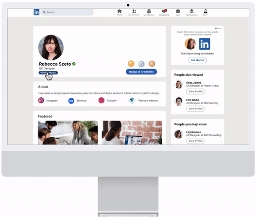 Final Vetting System screen showing mentor skills selection and connection request flow