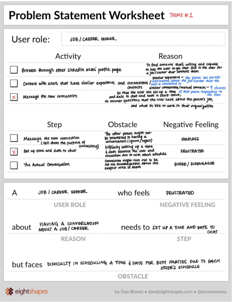Problem statement worksheet for Theme #1 Job / Career Seeker