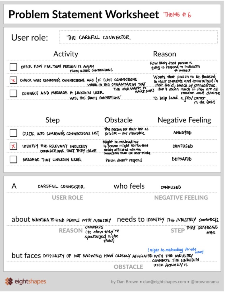 Problem statement worksheet for Theme #6 The Careful Connector