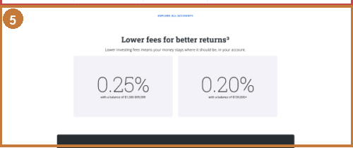 After: fee tiers shown on the landing page