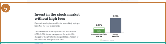 After: fee comparison chart on the landing page