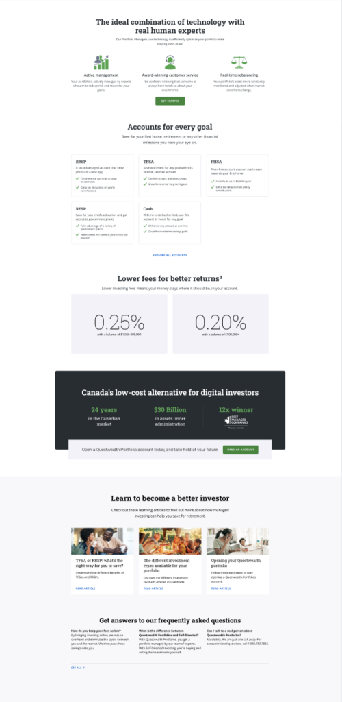 Mobile UX wireframes for the redesigned QWP page