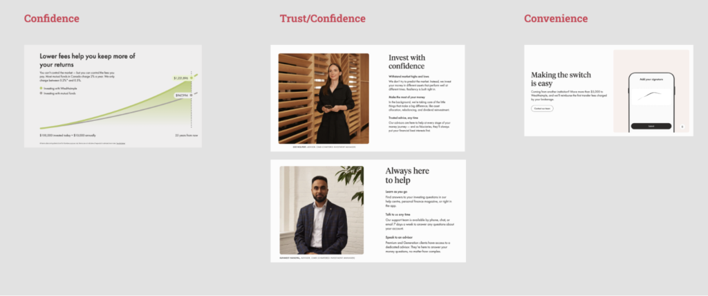 Thesis diagram: confidence, trust, and convenience across the customer journey