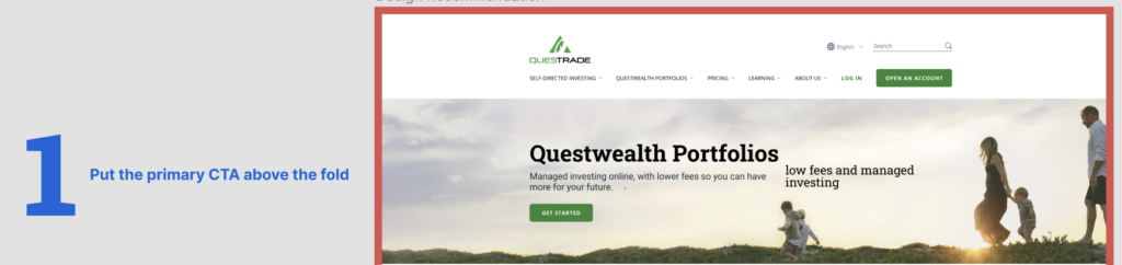 1. Put the Primary CTA above the fold