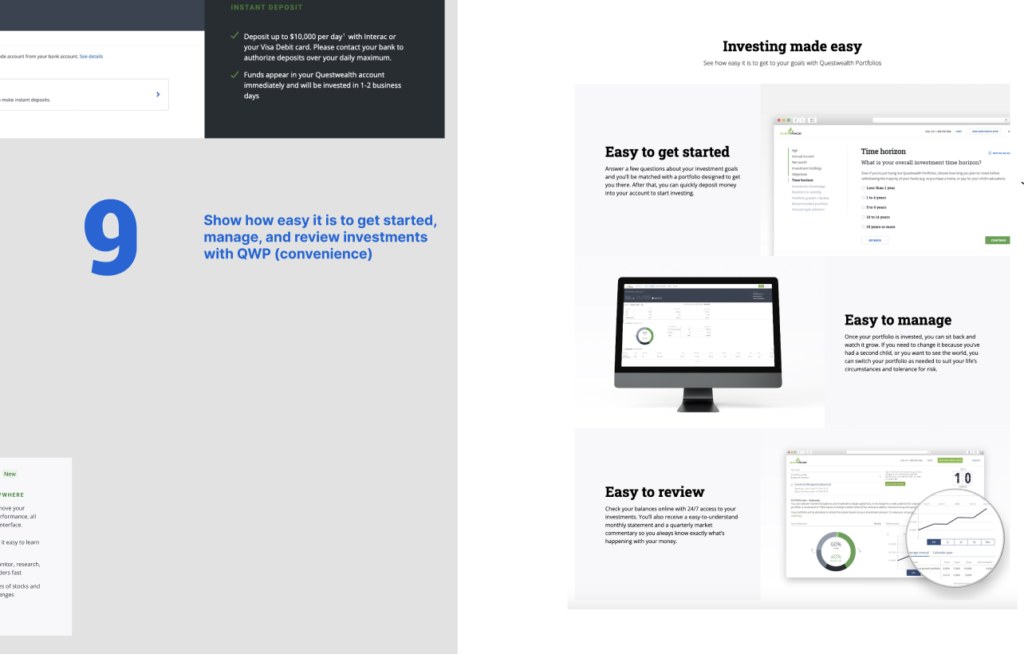 9. Show how easy it is to get started, manage, and review investments