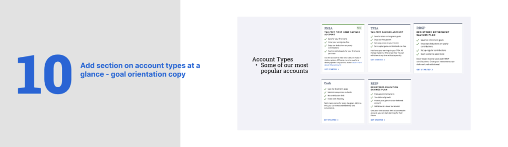 10. Account types at a glance — goal-oriented copy