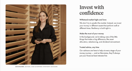 Competitor advisor photo with Invest with confidence reassurance copy